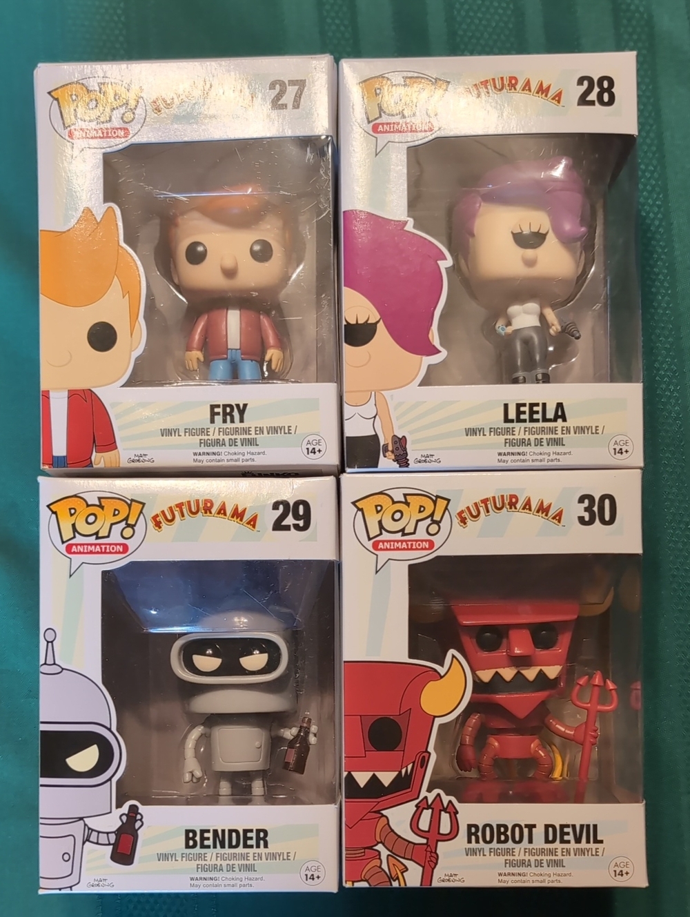 Futurama POP! Vinyl Figures - Fry, Leela, Bender, Robot Devil (Set of 4)